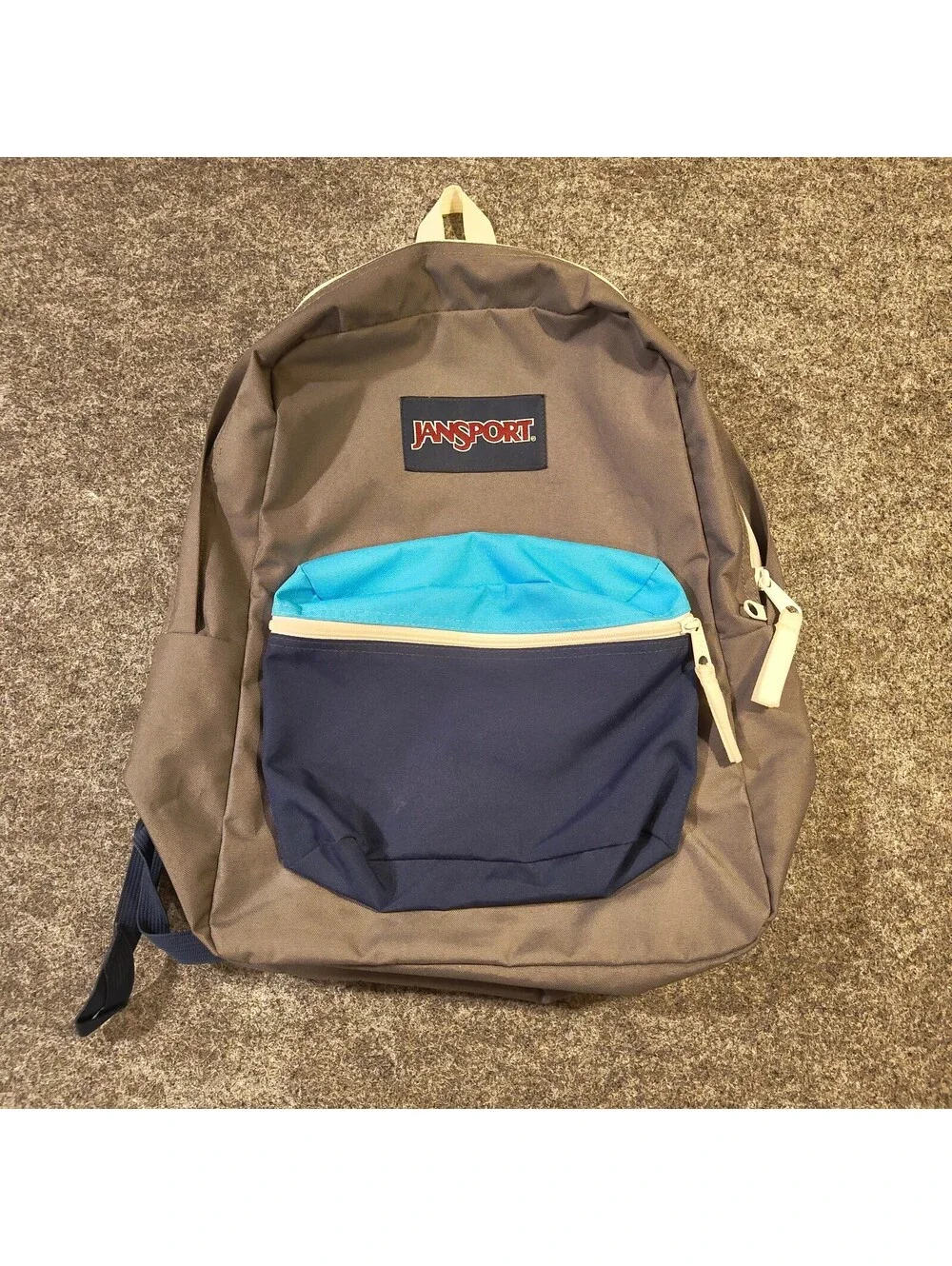 JanSport Gray Blue Colorblock Backpack School Bookbag Daypack